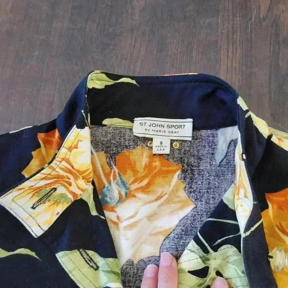 ST. JOHN Sport Tropical Floral Print Jacket Button Up Coat Size S - Picture 4 of 6